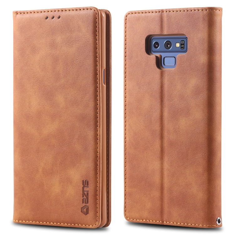 For Galaxy Note 9 AZNS Retro Texture Magnetic Horizontal Flip PU Leather Case with Holder & Card Slots & Photo Frame