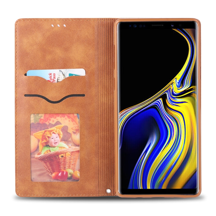 For Galaxy Note 9 AZNS Retro Texture Magnetic Horizontal Flip PU Leather Case with Holder & Card Slots & Photo Frame