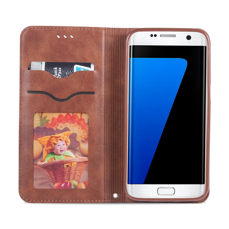 For Galaxy S7 AZNS Retro Texture Magnetic Horizontal Flip PU Leather Case with Holder & Card Slots & Photo Frame