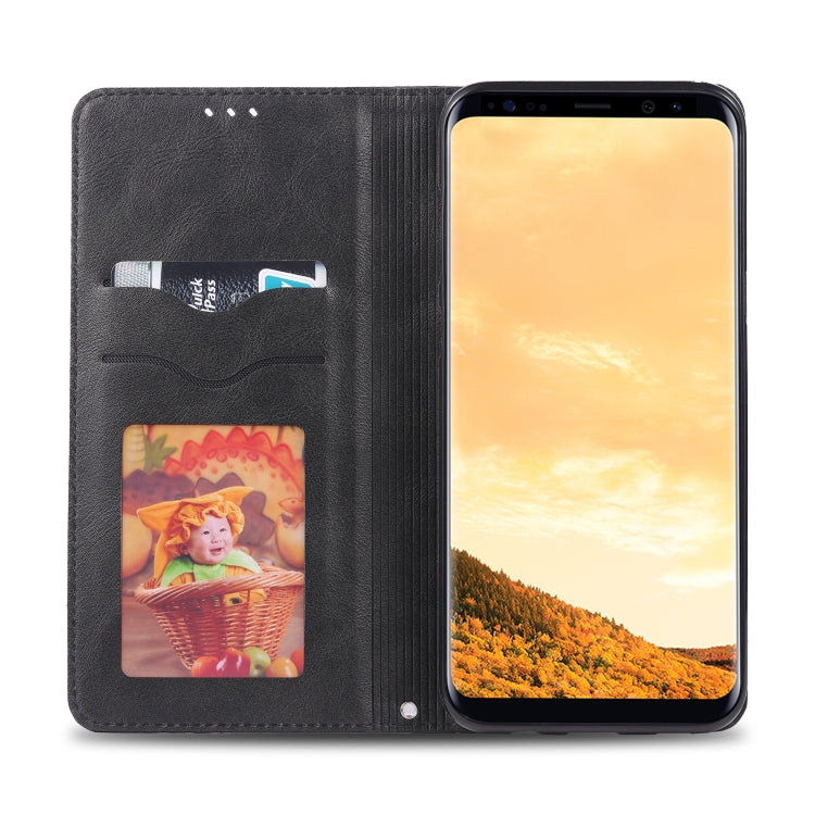 For Galaxy S8 AZNS Retro Texture Magnetic Horizontal Flip PU Leather Case with Holder & Card Slots & Photo Frame