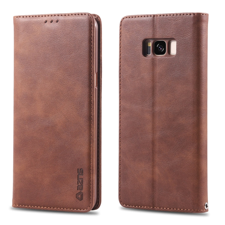 For Galaxy S8 AZNS Retro Texture Magnetic Horizontal Flip PU Leather Case with Holder & Card Slots & Photo Frame