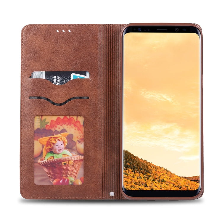 For Galaxy S8 AZNS Retro Texture Magnetic Horizontal Flip PU Leather Case with Holder & Card Slots & Photo Frame