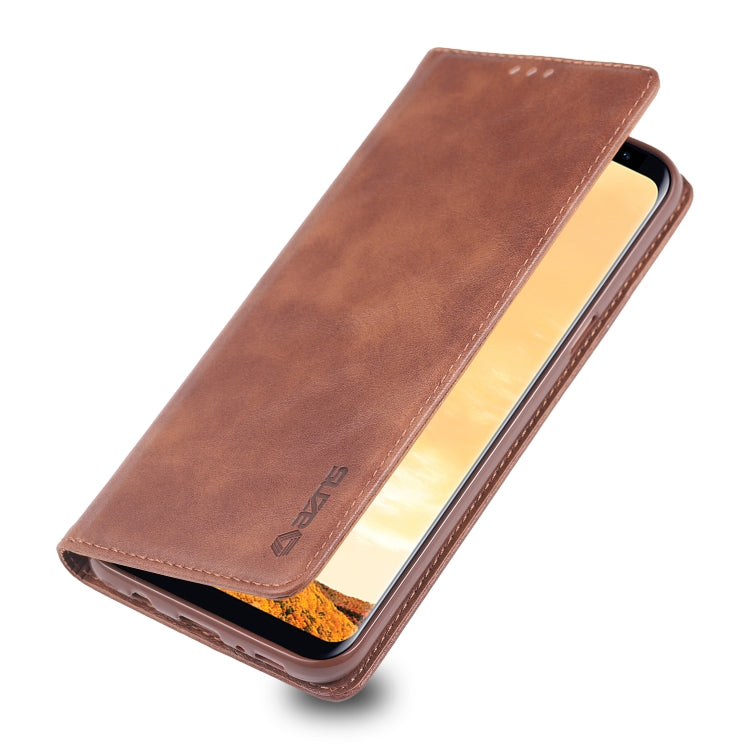 For Galaxy S8 AZNS Retro Texture Magnetic Horizontal Flip PU Leather Case with Holder & Card Slots & Photo Frame