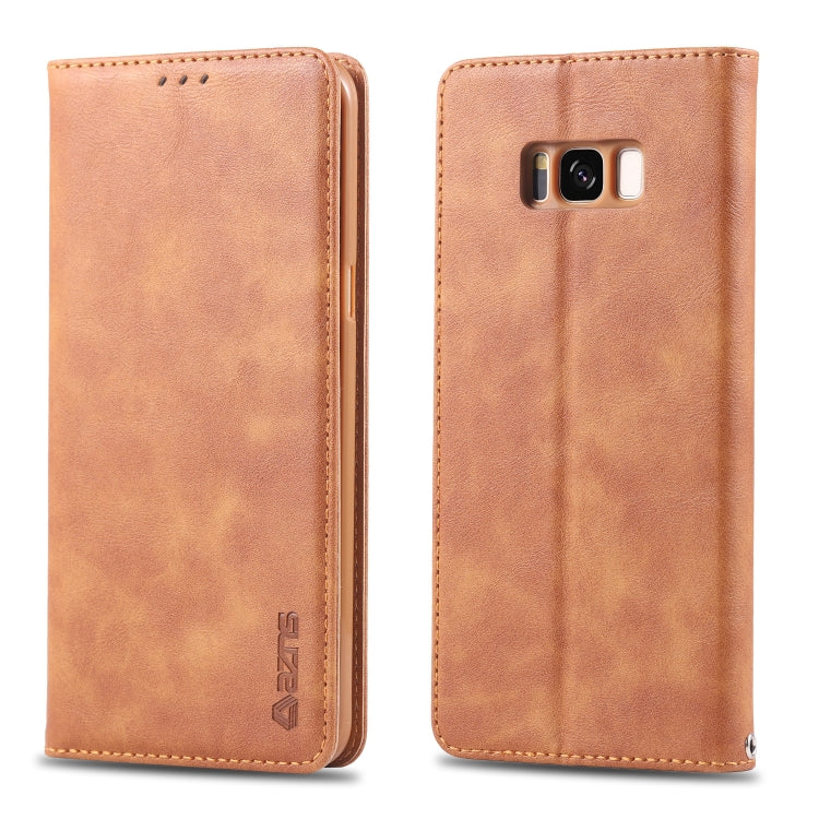 For Galaxy S8 AZNS Retro Texture Magnetic Horizontal Flip PU Leather Case with Holder & Card Slots & Photo Frame