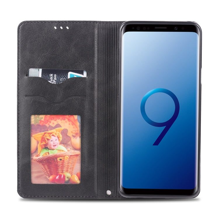 For Galaxy S9 AZNS Retro Texture Magnetic Horizontal Flip PU Leather Case with Holder & Card Slots & Photo Frame
