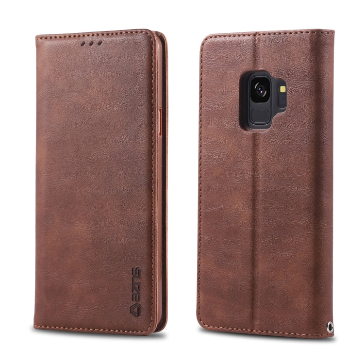 For Galaxy S9 AZNS Retro Texture Magnetic Horizontal Flip PU Leather Case with Holder & Card Slots & Photo Frame