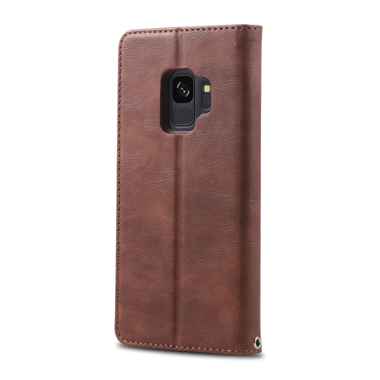 For Galaxy S9 AZNS Retro Texture Magnetic Horizontal Flip PU Leather Case with Holder & Card Slots & Photo Frame