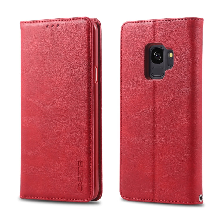 For Galaxy S9 AZNS Retro Texture Magnetic Horizontal Flip PU Leather Case with Holder & Card Slots & Photo Frame