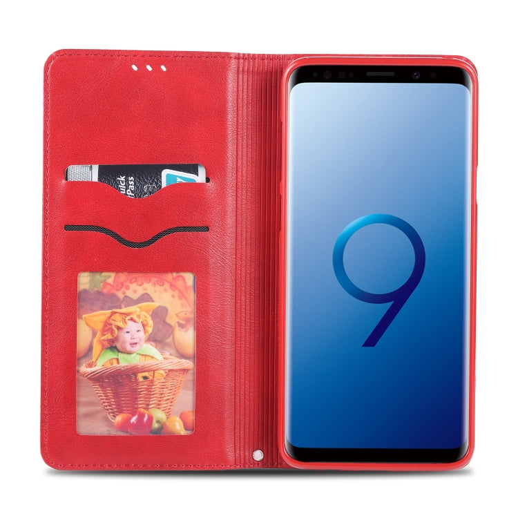 For Galaxy S9 AZNS Retro Texture Magnetic Horizontal Flip PU Leather Case with Holder & Card Slots & Photo Frame