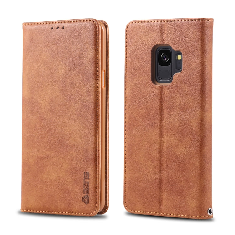 For Galaxy S9 AZNS Retro Texture Magnetic Horizontal Flip PU Leather Case with Holder & Card Slots & Photo Frame