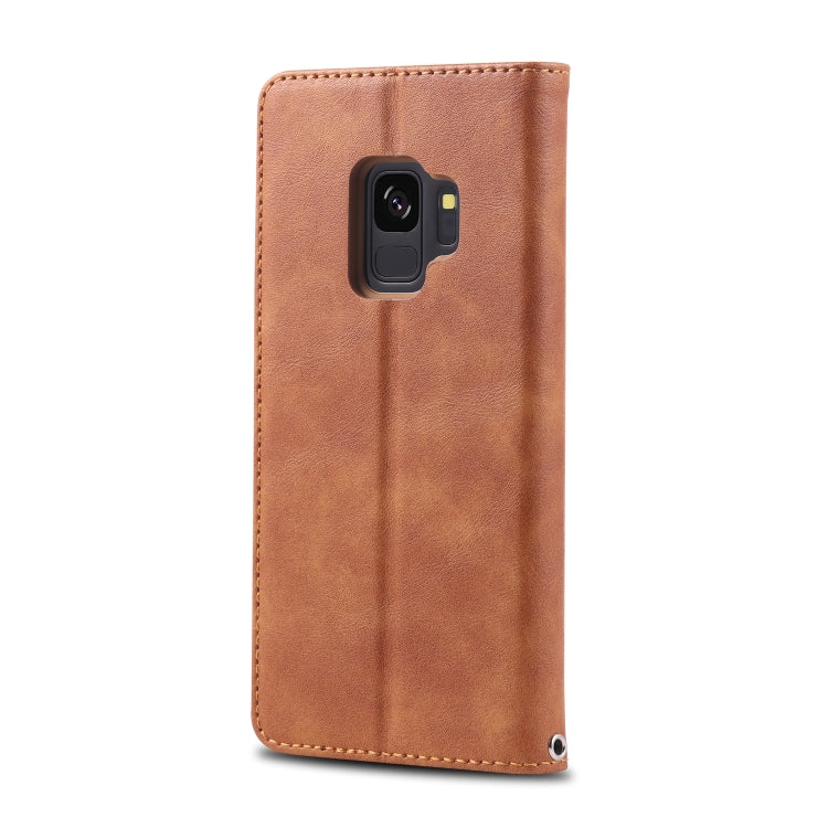For Galaxy S9 AZNS Retro Texture Magnetic Horizontal Flip PU Leather Case with Holder & Card Slots & Photo Frame
