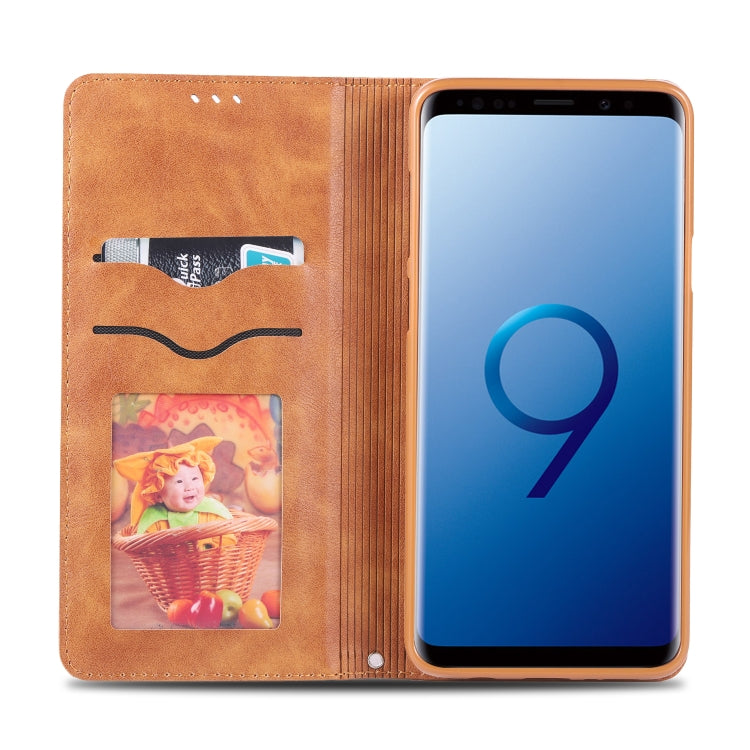 For Galaxy S9 AZNS Retro Texture Magnetic Horizontal Flip PU Leather Case with Holder & Card Slots & Photo Frame