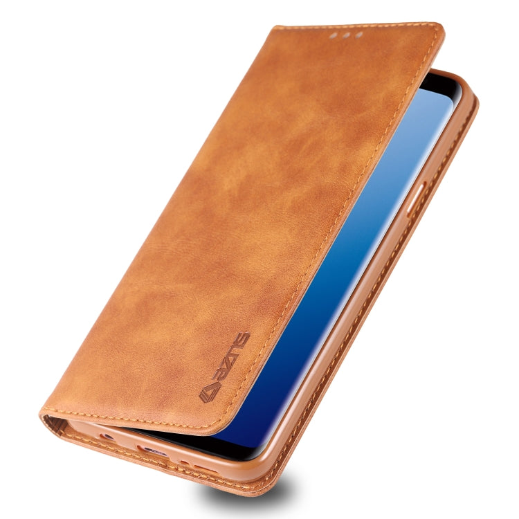 For Galaxy S9 AZNS Retro Texture Magnetic Horizontal Flip PU Leather Case with Holder & Card Slots & Photo Frame