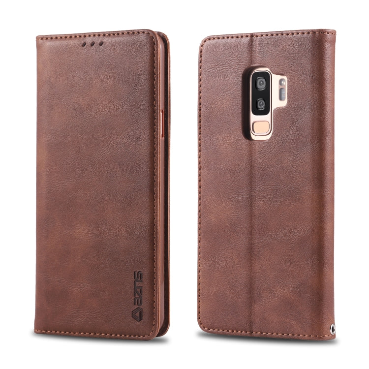 For Galaxy S9 Plus AZNS Retro Texture Magnetic Horizontal Flip PU Leather Case with Holder & Card Slots & Photo Frame