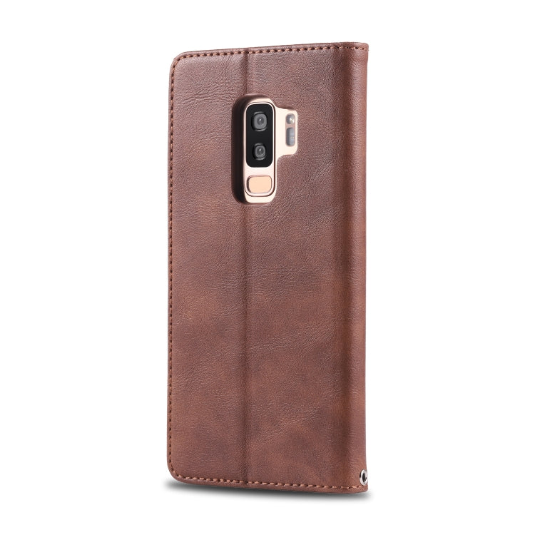 For Galaxy S9 Plus AZNS Retro Texture Magnetic Horizontal Flip PU Leather Case with Holder & Card Slots & Photo Frame