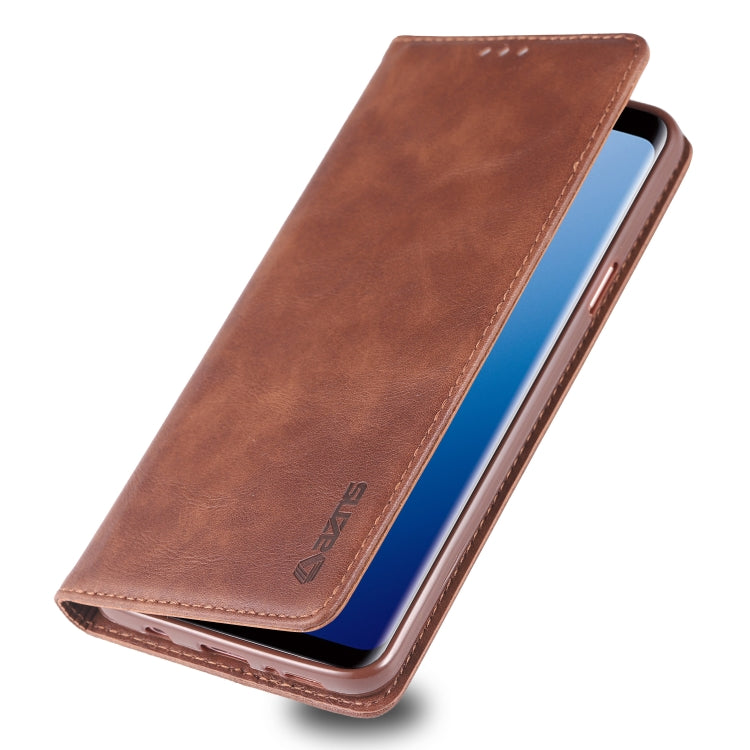 For Galaxy S9 Plus AZNS Retro Texture Magnetic Horizontal Flip PU Leather Case with Holder & Card Slots & Photo Frame