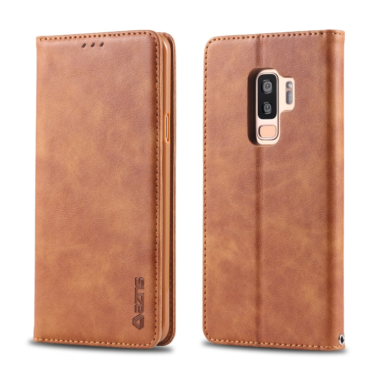 For Galaxy S9 Plus AZNS Retro Texture Magnetic Horizontal Flip PU Leather Case with Holder & Card Slots & Photo Frame