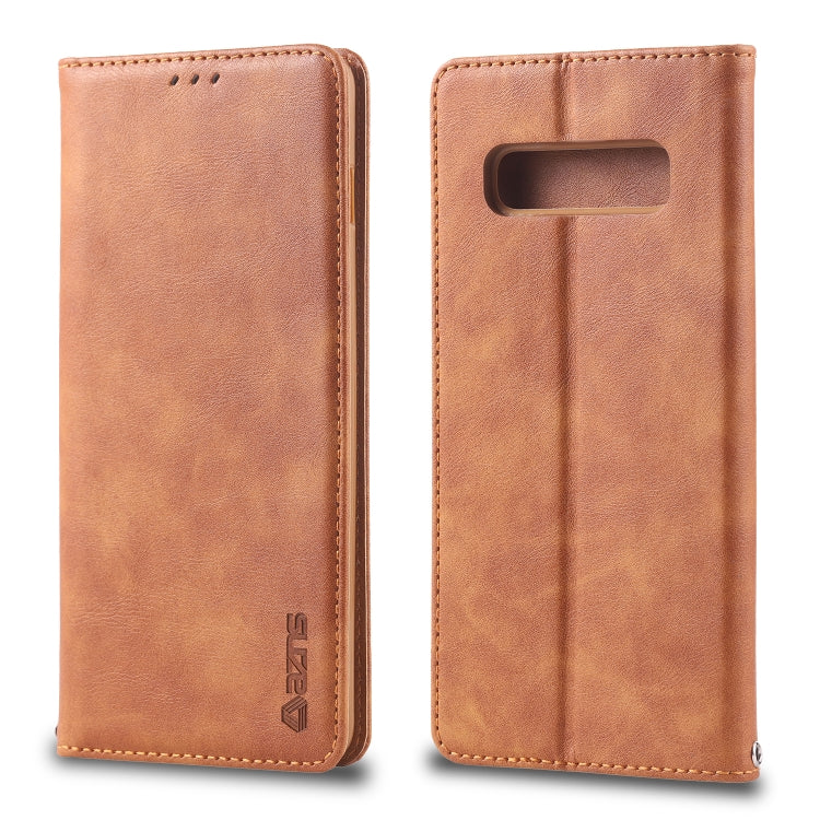 For Galaxy S10 5G AZNS Retro Texture Magnetic Horizontal Flip PU Leather Case with Holder & Card Slots & Photo Frame