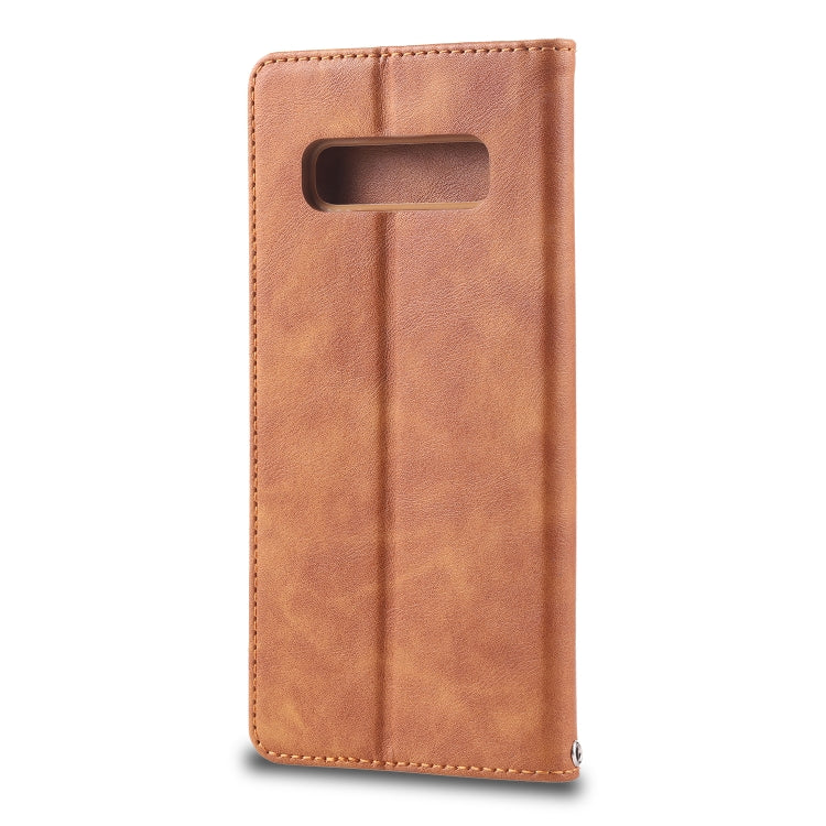 For Galaxy S10 5G AZNS Retro Texture Magnetic Horizontal Flip PU Leather Case with Holder & Card Slots & Photo Frame