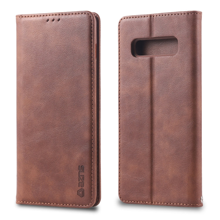 For Galaxy S10 AZNS Retro Texture Magnetic Horizontal Flip PU Leather Case with Holder & Card Slots & Photo Frame