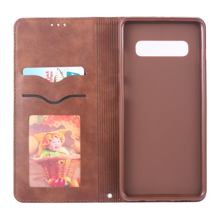 For Galaxy S10 AZNS Retro Texture Magnetic Horizontal Flip PU Leather Case with Holder & Card Slots & Photo Frame