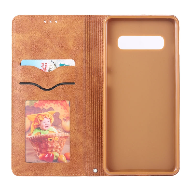 For Galaxy S10 AZNS Retro Texture Magnetic Horizontal Flip PU Leather Case with Holder & Card Slots & Photo Frame
