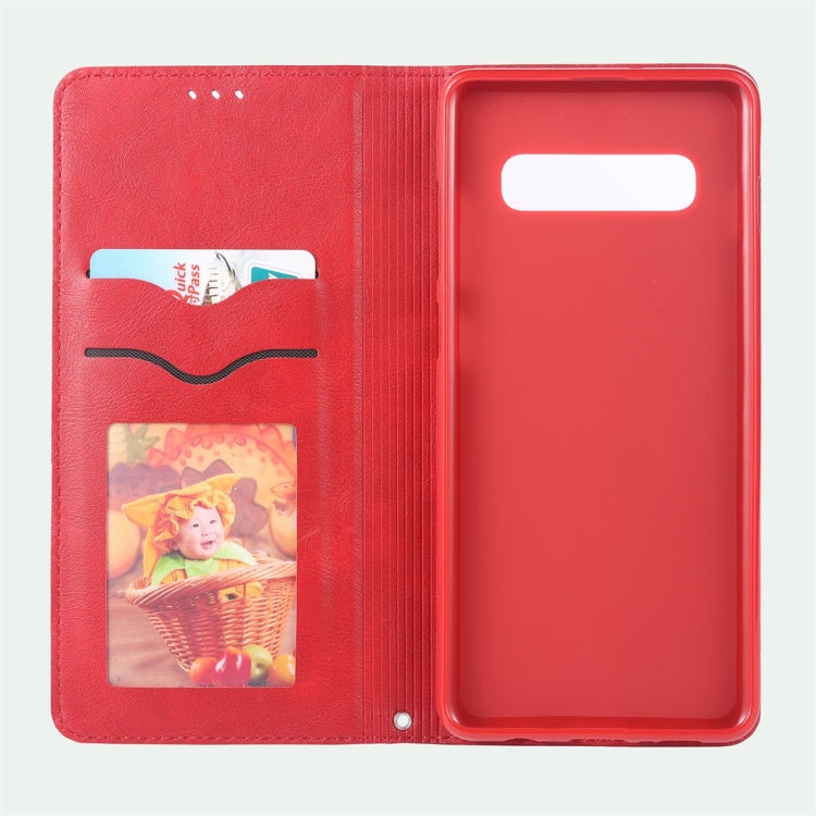 For Galaxy S10  Plus AZNS Retro Texture Magnetic Horizontal Flip PU Leather Case with Holder & Card Slots & Photo Frame