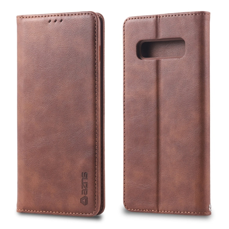 For Galaxy S10e AZNS Retro Texture Magnetic Horizontal Flip PU Leather Case with Holder & Card Slots & Photo Frame