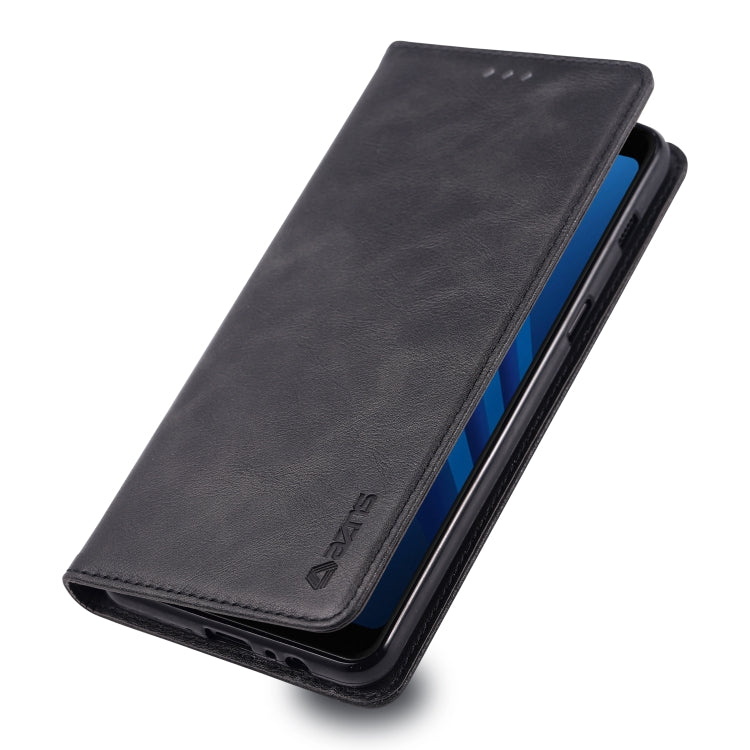 For Galaxy A8 Plus 2018 AZNS Retro Texture Magnetic Horizontal Flip PU Leather Case with Holder & Card Slots & Photo Frame