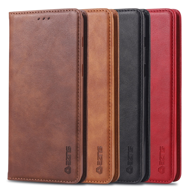 For Galaxy A8 Plus 2018 AZNS Retro Texture Magnetic Horizontal Flip PU Leather Case with Holder & Card Slots & Photo Frame