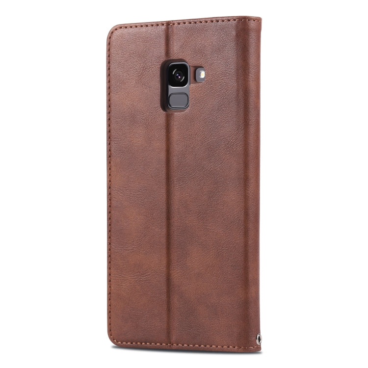 For Galaxy A8 Plus 2018 AZNS Retro Texture Magnetic Horizontal Flip PU Leather Case with Holder & Card Slots & Photo Frame