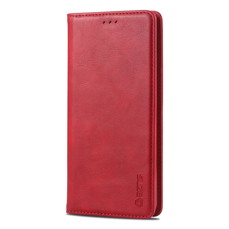 For Galaxy A8 Plus 2018 AZNS Retro Texture Magnetic Horizontal Flip PU Leather Case with Holder & Card Slots & Photo Frame