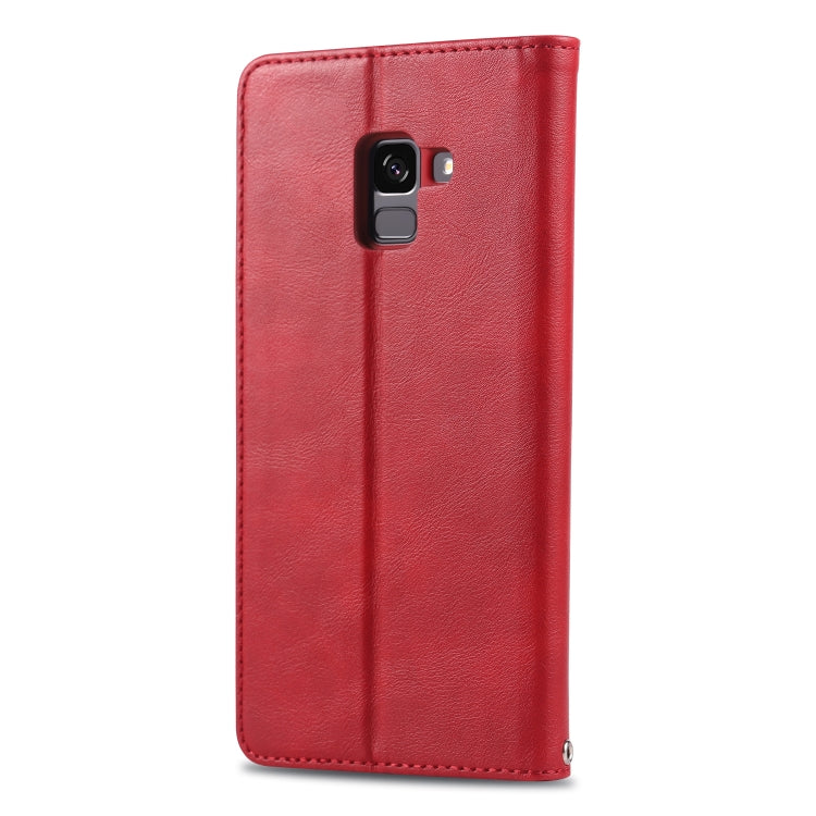 For Galaxy A8 Plus 2018 AZNS Retro Texture Magnetic Horizontal Flip PU Leather Case with Holder & Card Slots & Photo Frame