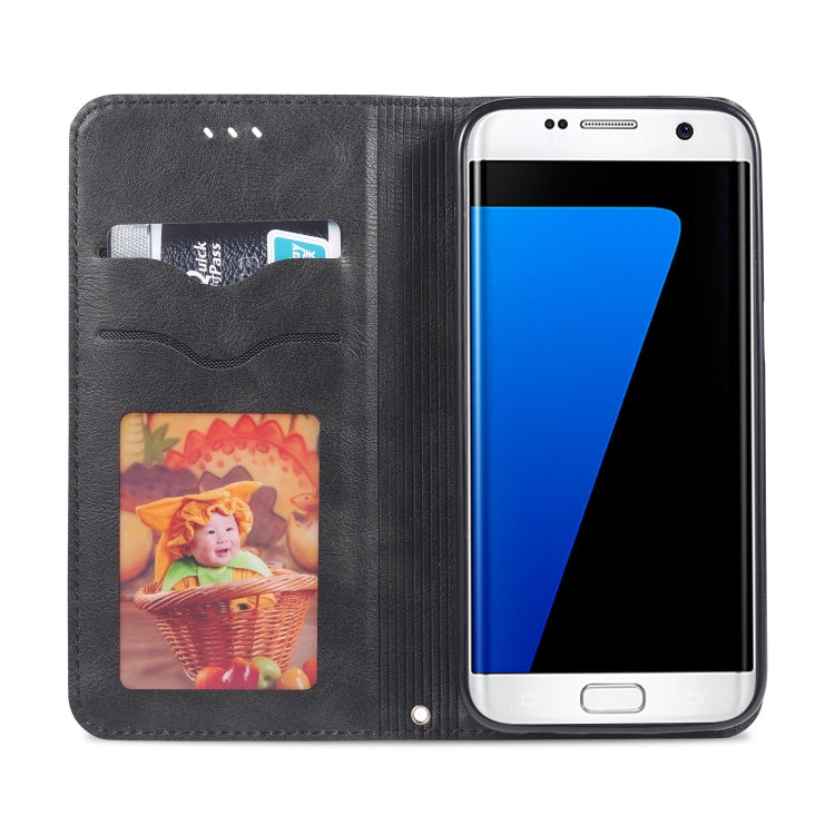 For Galaxy S7 Edge AZNS Retro Texture Magnetic Horizontal Flip PU Leather Case with Holder & Card Slots & Photo Frame