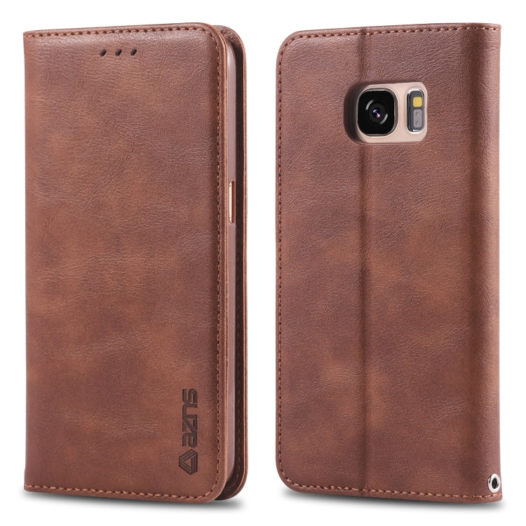For Galaxy S7 Edge AZNS Retro Texture Magnetic Horizontal Flip PU Leather Case with Holder & Card Slots & Photo Frame
