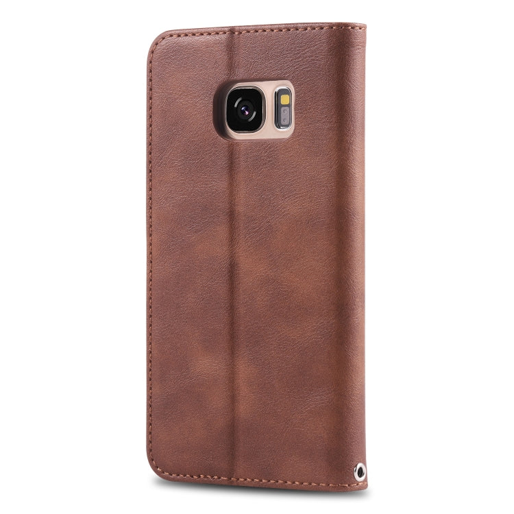 For Galaxy S7 Edge AZNS Retro Texture Magnetic Horizontal Flip PU Leather Case with Holder & Card Slots & Photo Frame