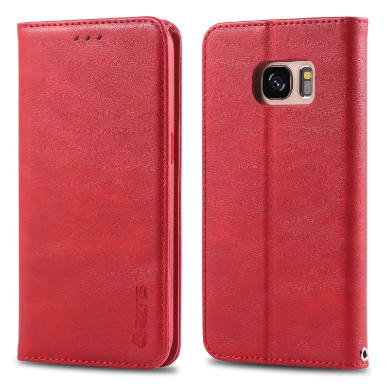 For Galaxy S7 Edge AZNS Retro Texture Magnetic Horizontal Flip PU Leather Case with Holder & Card Slots & Photo Frame