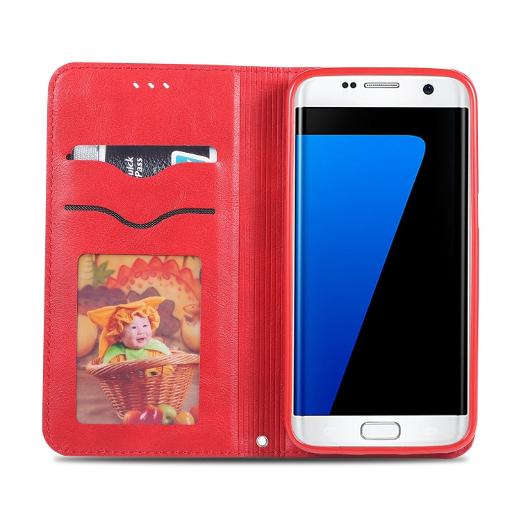 For Galaxy S7 Edge AZNS Retro Texture Magnetic Horizontal Flip PU Leather Case with Holder & Card Slots & Photo Frame