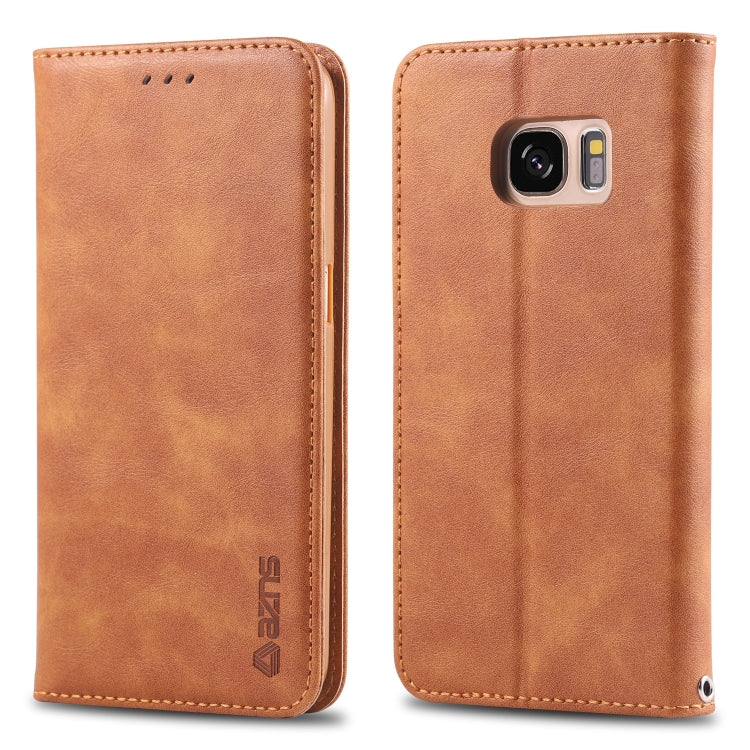 For Galaxy S7 Edge AZNS Retro Texture Magnetic Horizontal Flip PU Leather Case with Holder & Card Slots & Photo Frame