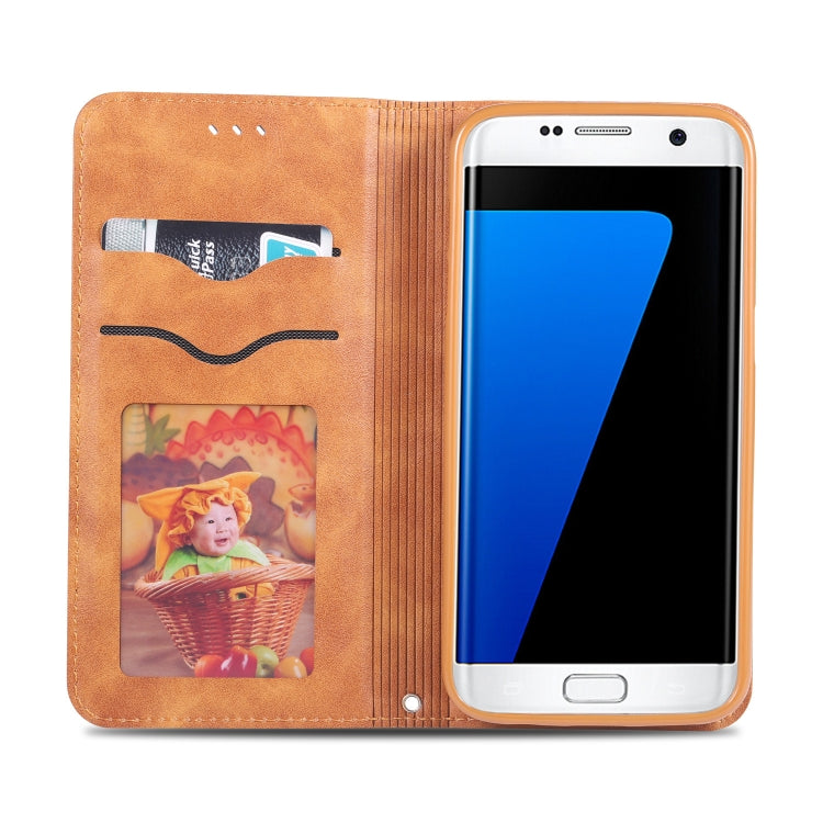 For Galaxy S7 Edge AZNS Retro Texture Magnetic Horizontal Flip PU Leather Case with Holder & Card Slots & Photo Frame