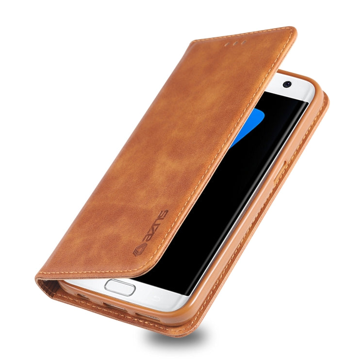 For Galaxy S7 Edge AZNS Retro Texture Magnetic Horizontal Flip PU Leather Case with Holder & Card Slots & Photo Frame