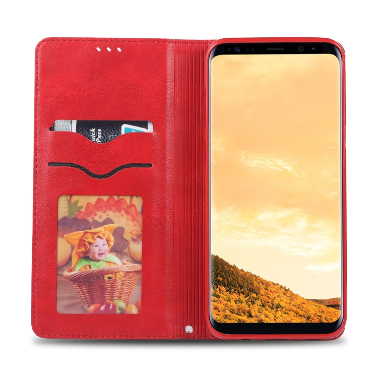 For Galaxy S8 Plus AZNS Retro Texture Magnetic Horizontal Flip PU Leather Case with Holder & Card Slots & Photo Frame