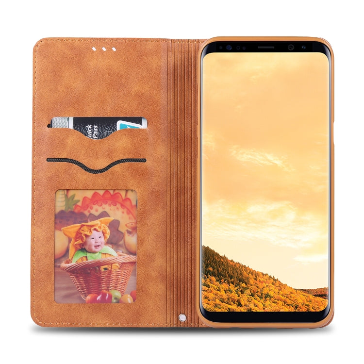 For Galaxy S8 Plus AZNS Retro Texture Magnetic Horizontal Flip PU Leather Case with Holder & Card Slots & Photo Frame