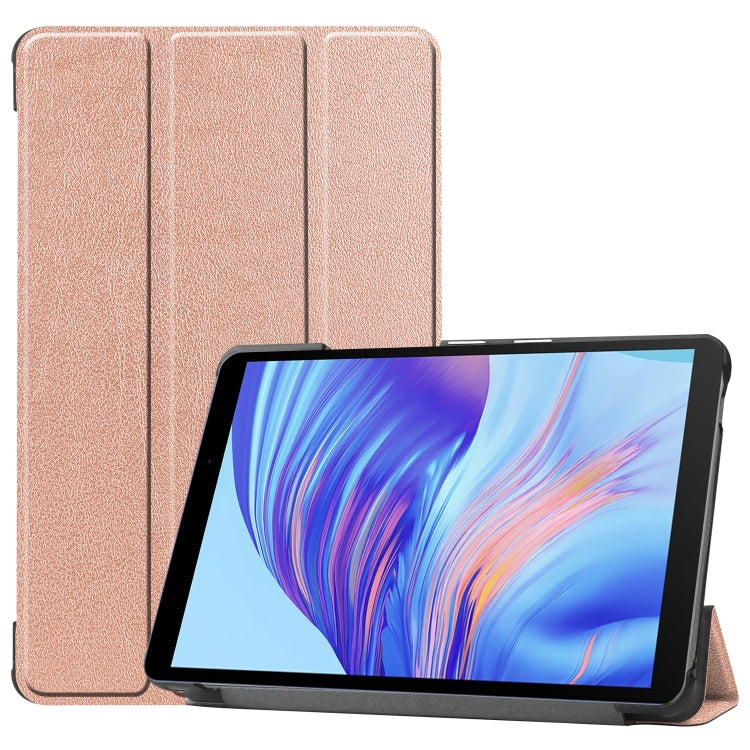 For Huawei Honor X7 / MatePad T8 Custer Painted TPU Smart Tablet Leather Case with Tri-Fold Bracket