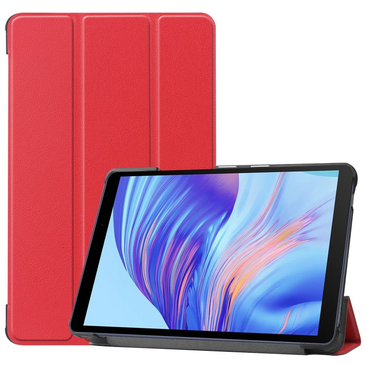 For Huawei Honor X7 / MatePad T8 Custer Painted TPU Smart Tablet Leather Case with Tri-Fold Bracket