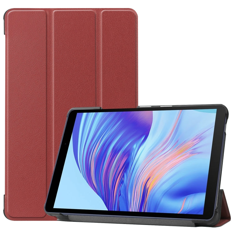 For Huawei Honor X7 / MatePad T8 Custer Painted TPU Smart Tablet Leather Case with Tri-Fold Bracket