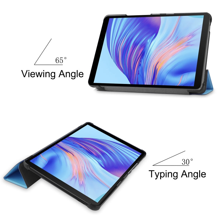 For Huawei Honor X7 / MatePad T8 Custer Painted TPU Smart Tablet Leather Case with Tri-Fold Bracket
