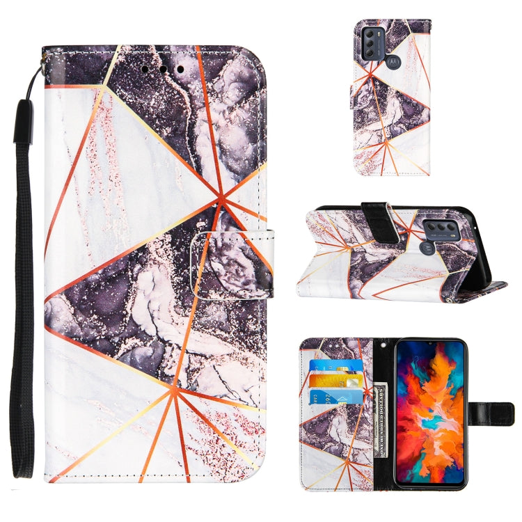 For Motorola Moto G50 Marble Stitching Horizontal Flip PU Leather Case with Holder & Card Slots & Wallet & Lanyard