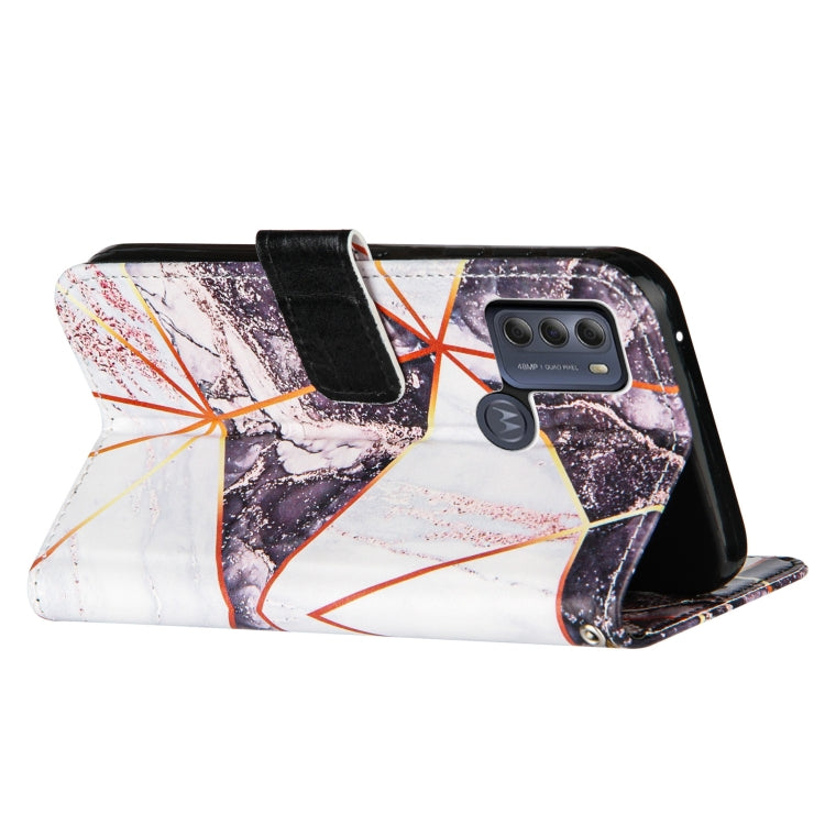 For Motorola Moto G50 Marble Stitching Horizontal Flip PU Leather Case with Holder & Card Slots & Wallet & Lanyard