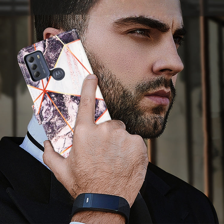 For Motorola Moto G50 Marble Stitching Horizontal Flip PU Leather Case with Holder & Card Slots & Wallet & Lanyard